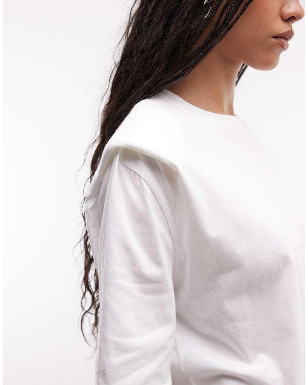 ASOS White Regular Fit Tee With Sharp Shoulder Pad Detail