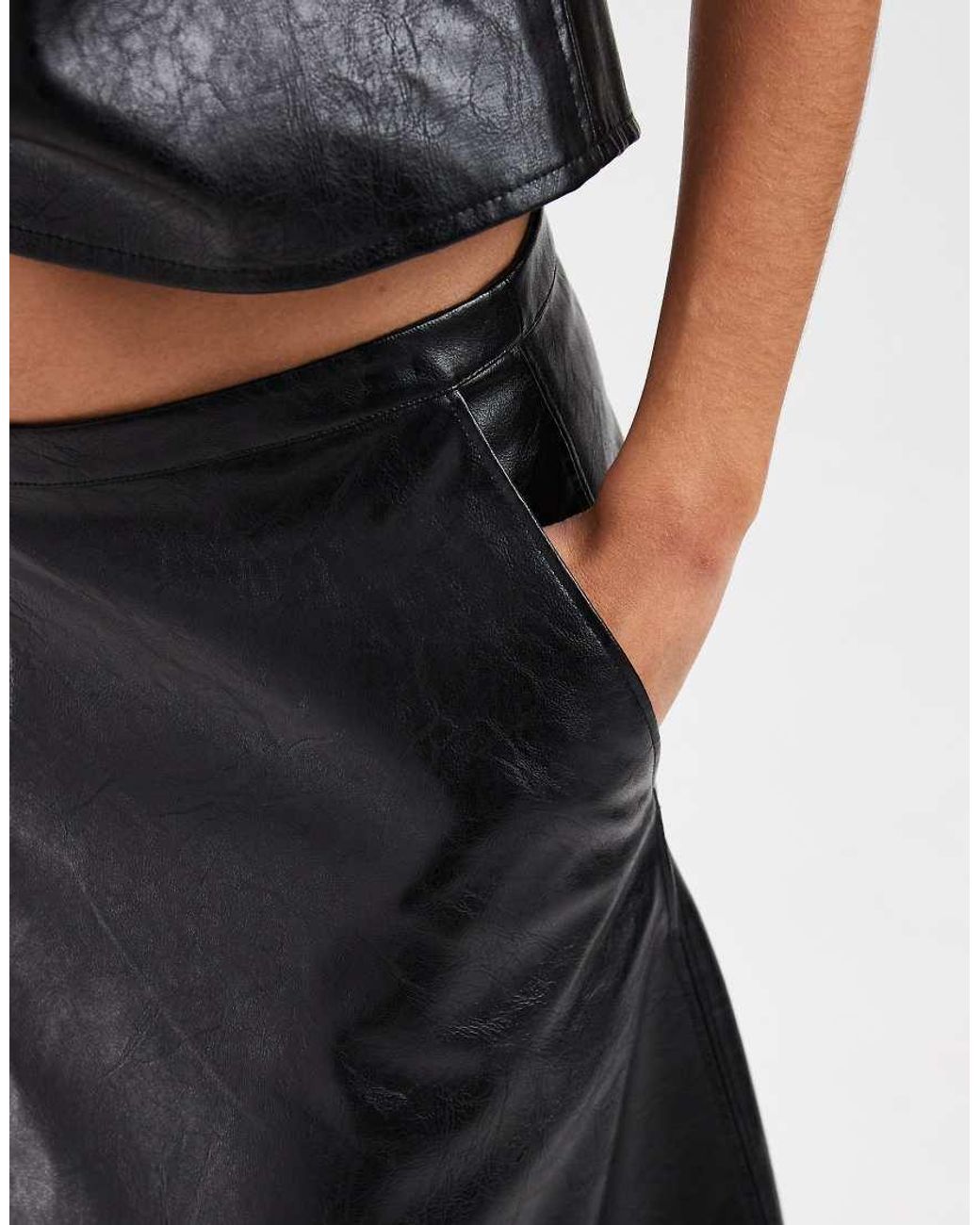 ASOS White Tailored Faux Leather Midi Circle Skirt