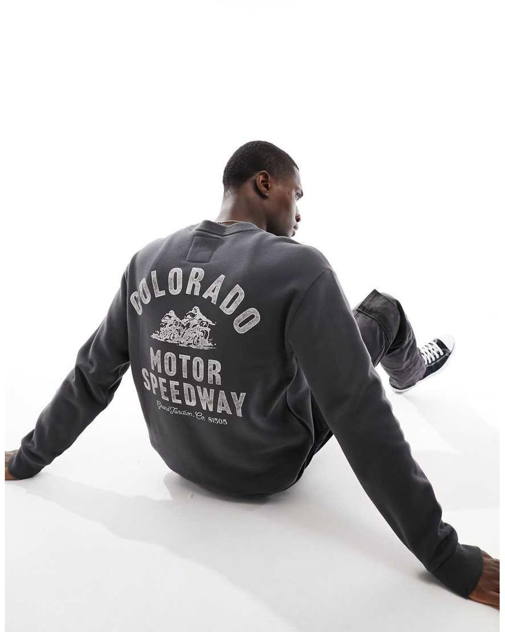 Felpa Nera Con Stampa Colorado Sul Retro da Uomo di Hollister in Nero Lyst