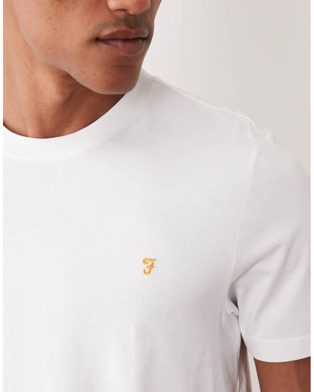 Farah White Danny Short Sleeve Regular Fit Logo T-shirt for men