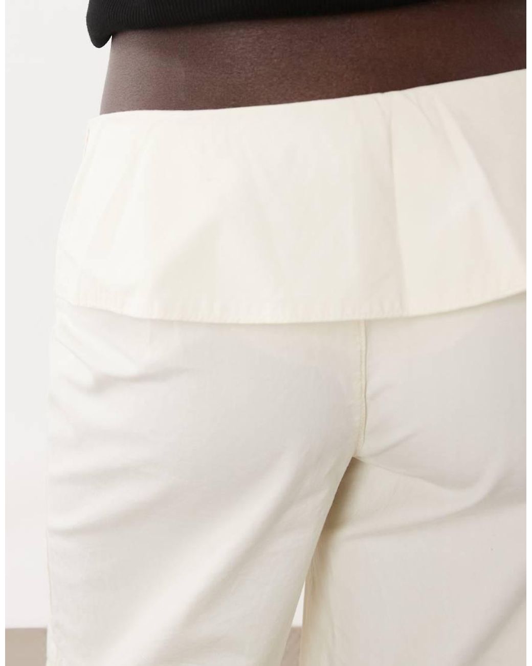 ASOS White Wrap Fold Over Waist Trouser