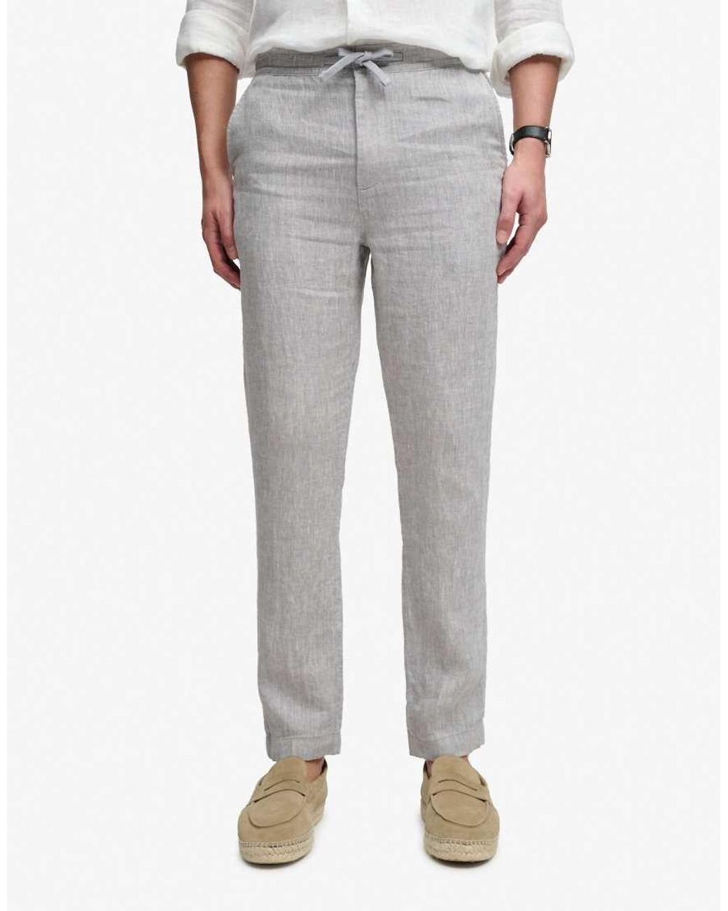 Superdry White Merchant Linen Pants for men