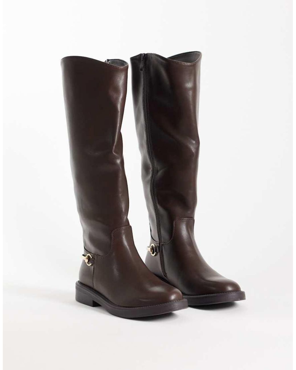 SIMMI Brown Simmi London Wide Fit Garnet Knee Boots With Horse Bit Detail