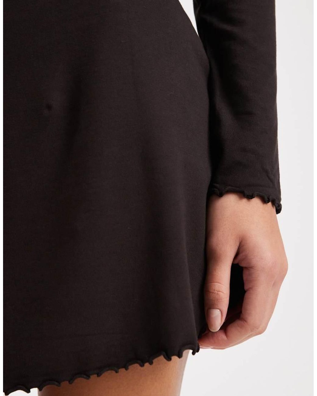 Miss Selfridge Black Grown On Neck Fit And Flare Mini Dress