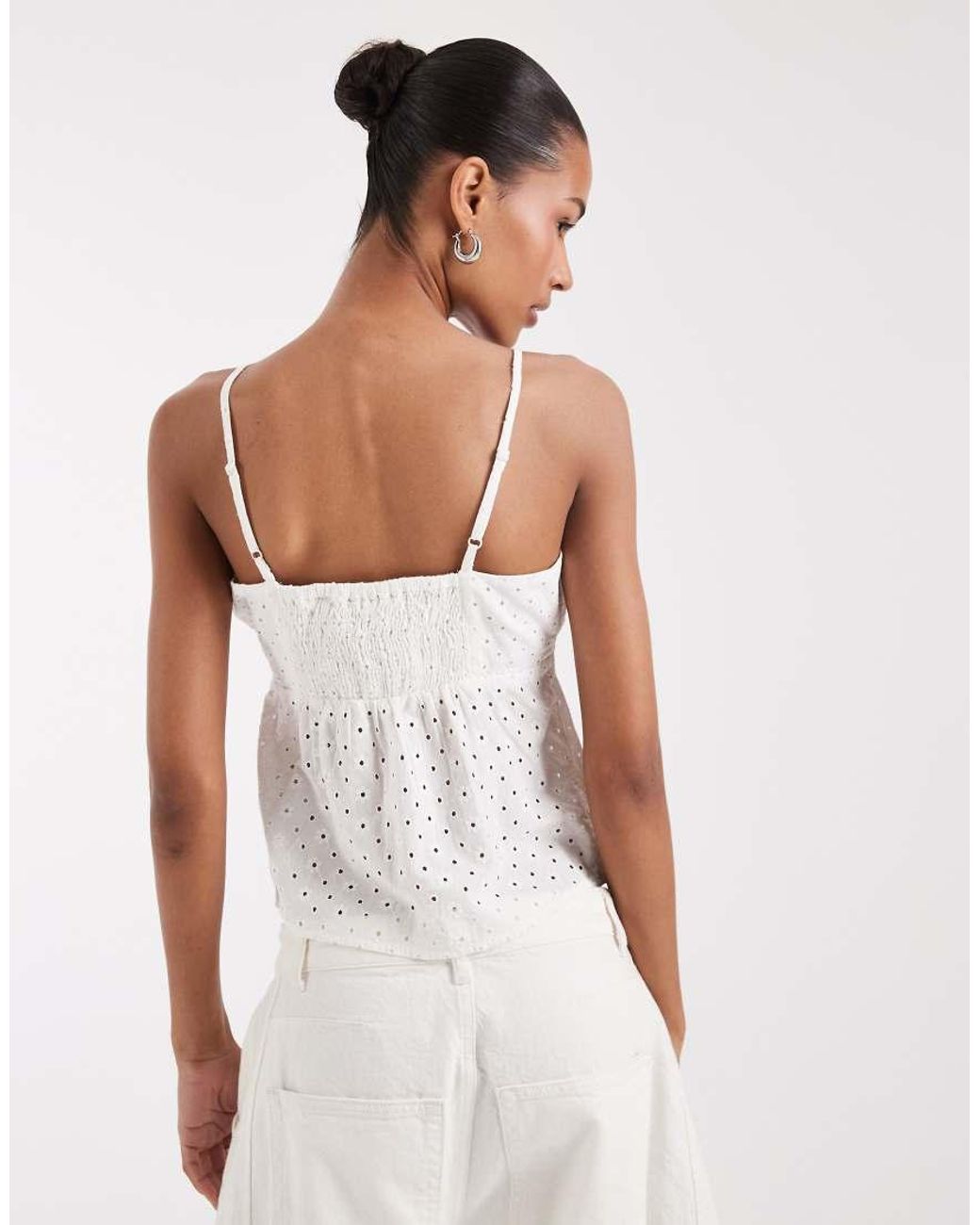 JJXX White Broderie Anglaise Cami Top