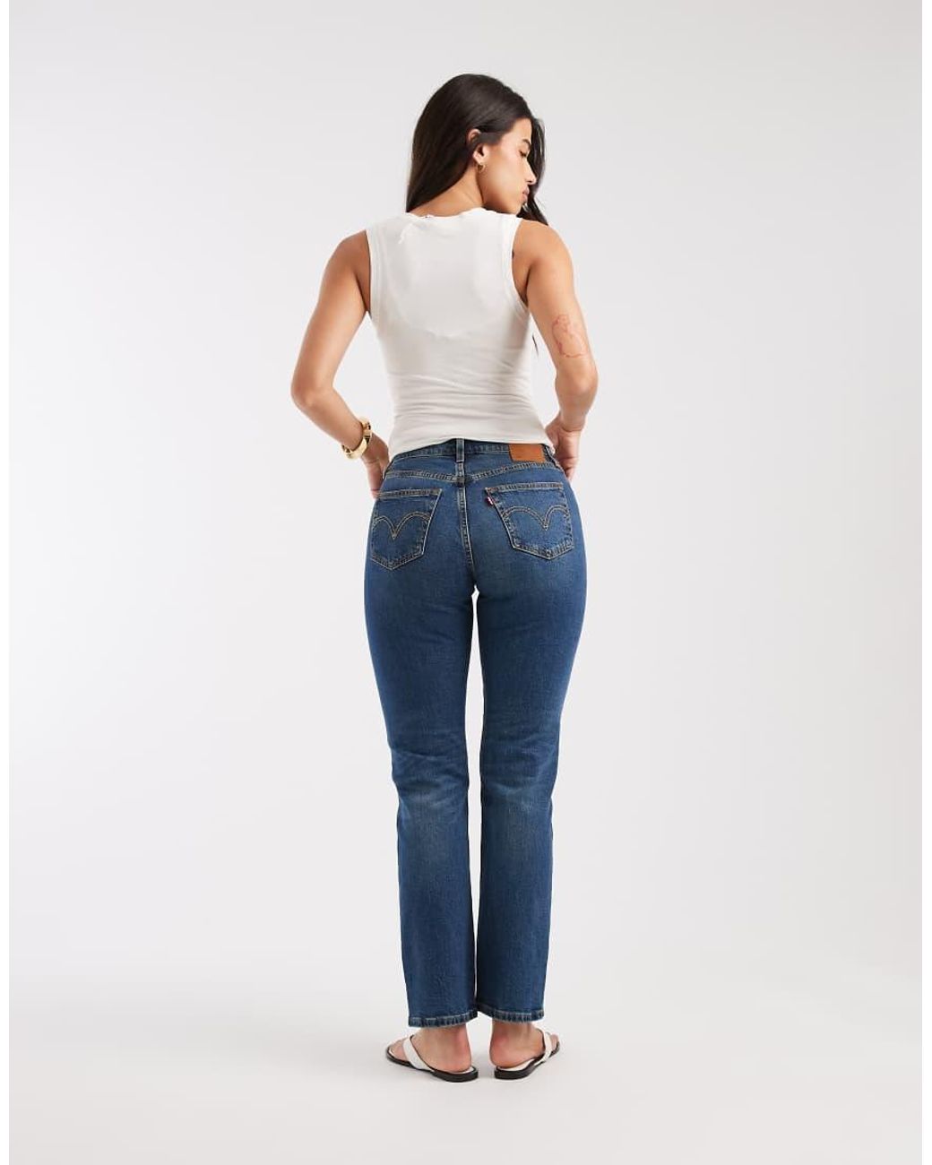 Levi's Blue 501 Hourglass High Rise Straight Denim Jeans