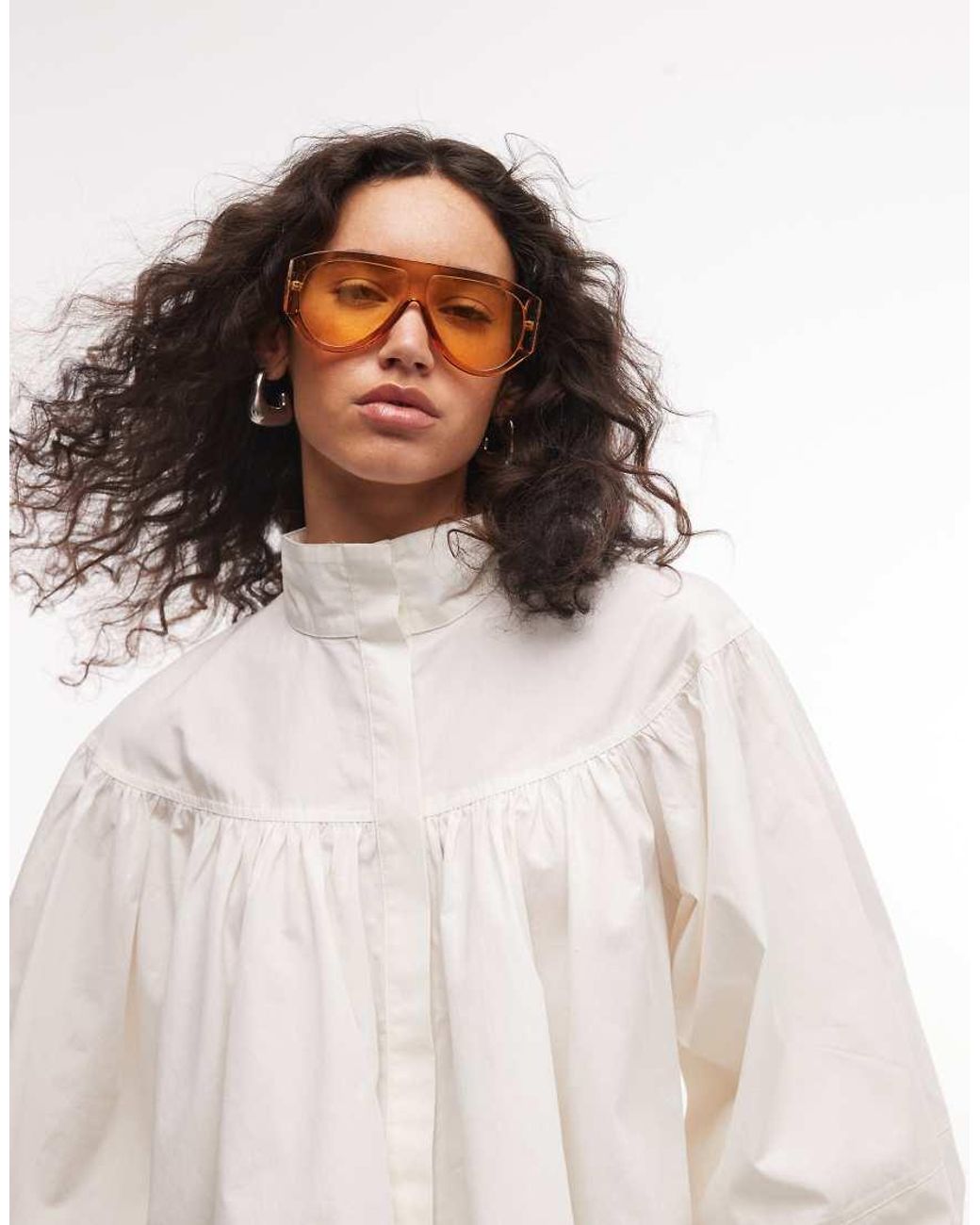 ASOS White Zip Front Volume Cropped Shacket