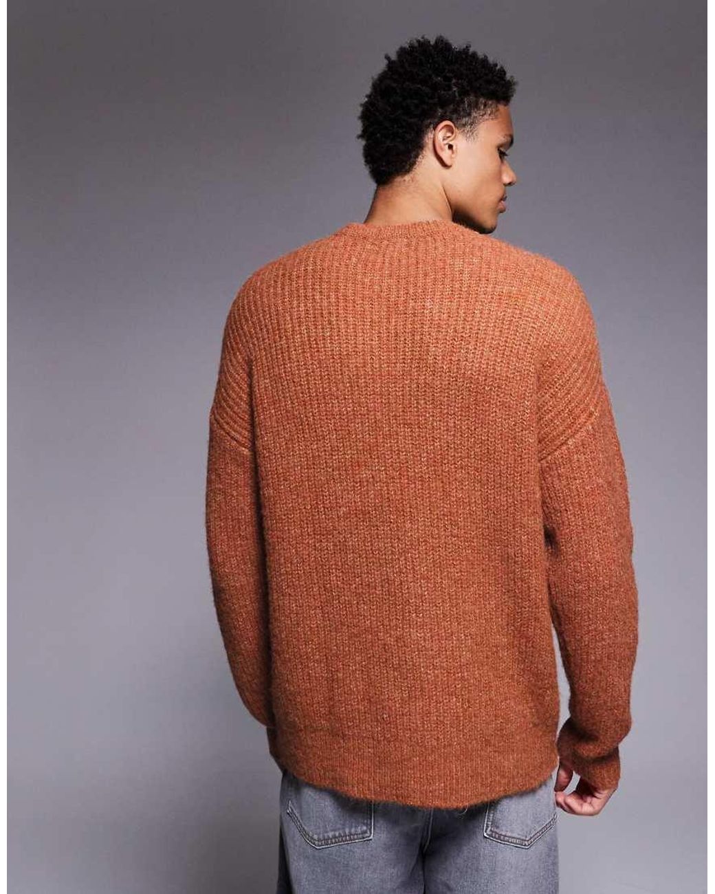 ASOS Gray Relaxed Knit Crew Neck Sweater for men