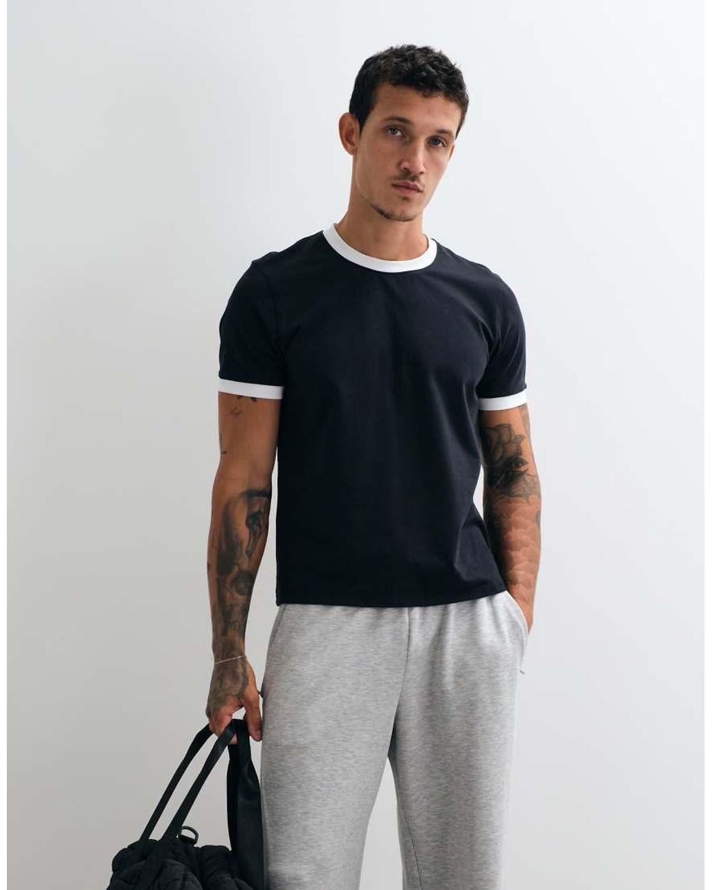 4505 Blue Shrunken Muscle Fit Cotton Baby Ringer Tee With Quick Dry Finish for men