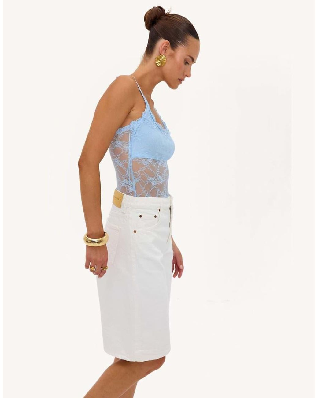 Loavies White Blooming Through The Chill Bodysuit With Lace