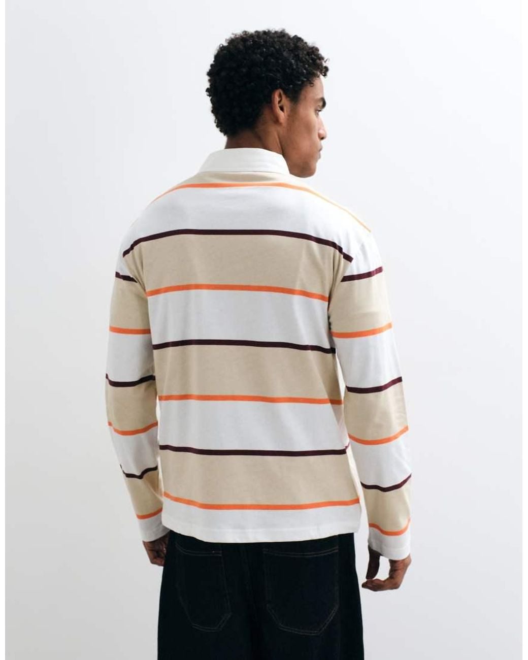 ASOS White Relaxed Long Sleeve Rugby Polo for men