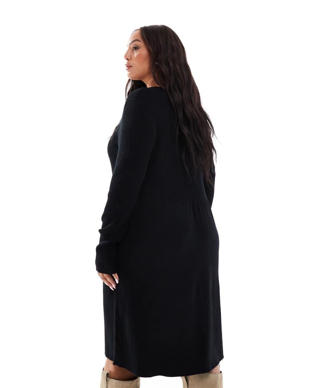 ONLY Black Skater Knitted Midi Dress