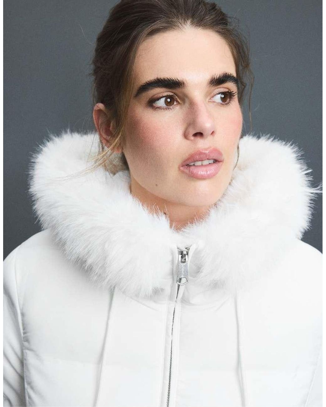 Stradivarius Blue Padded Jacket With Belt And Hood