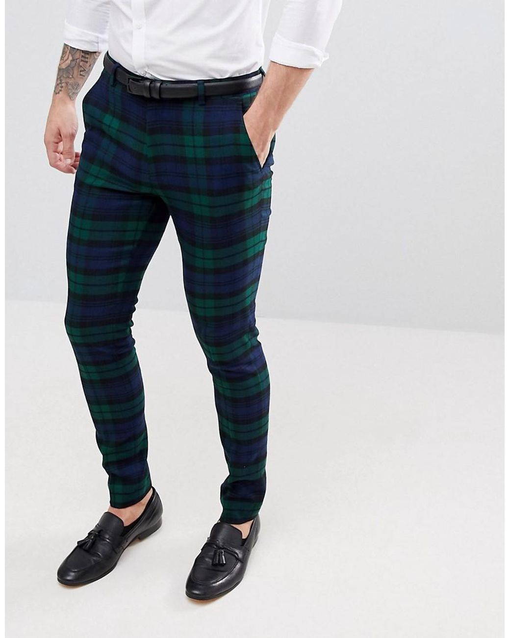 Pantalon de costume super slim à carreaux écossais Blackwatch ASOS pour  homme en coloris Vert | Lyst