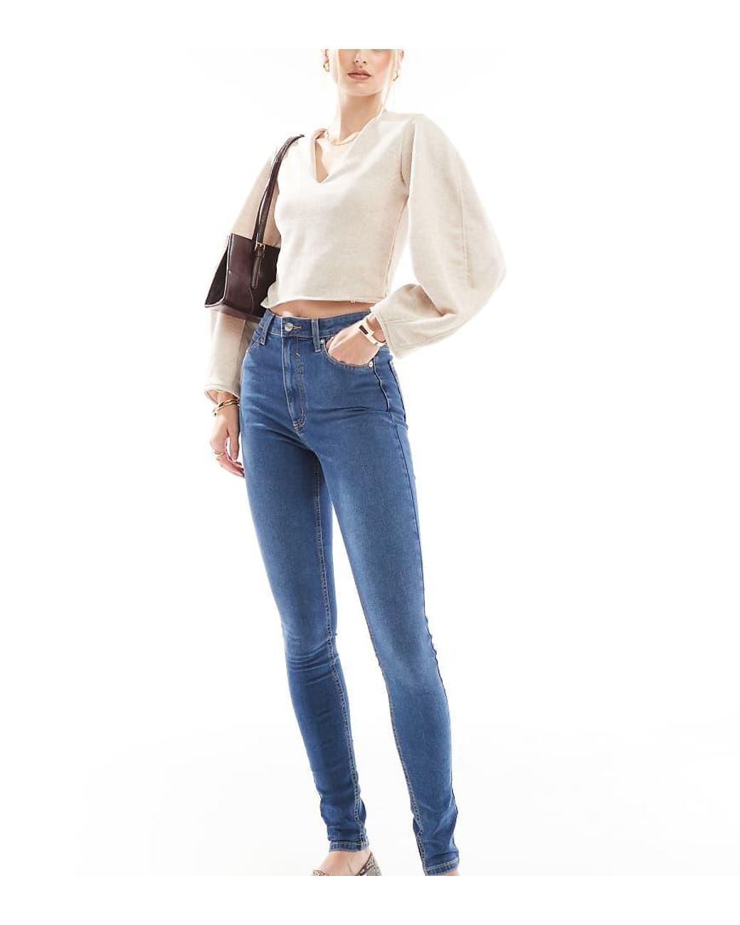 Vaqueros De Corte Pitillo De Asos Design Tall ASOS de color Blue