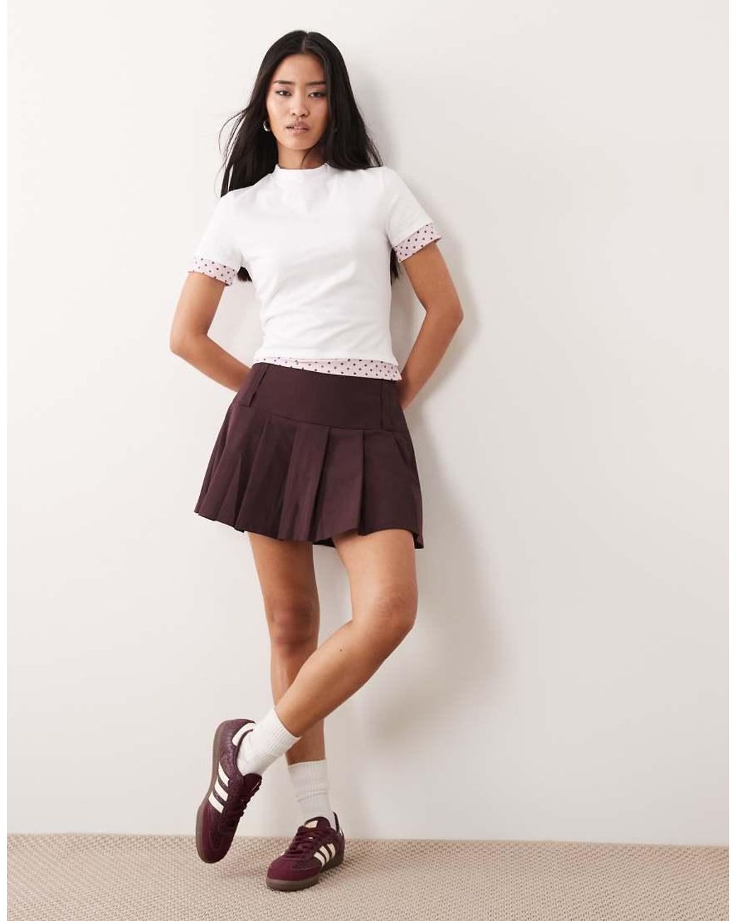 ASOS White Short Sleeve Double Layer Polka Dot Top