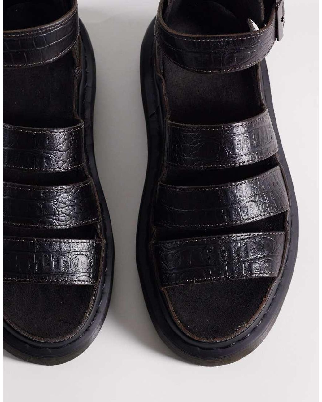 Dr. Martens Blue Clarissa Quad Sandal With Croc Embossed Detail