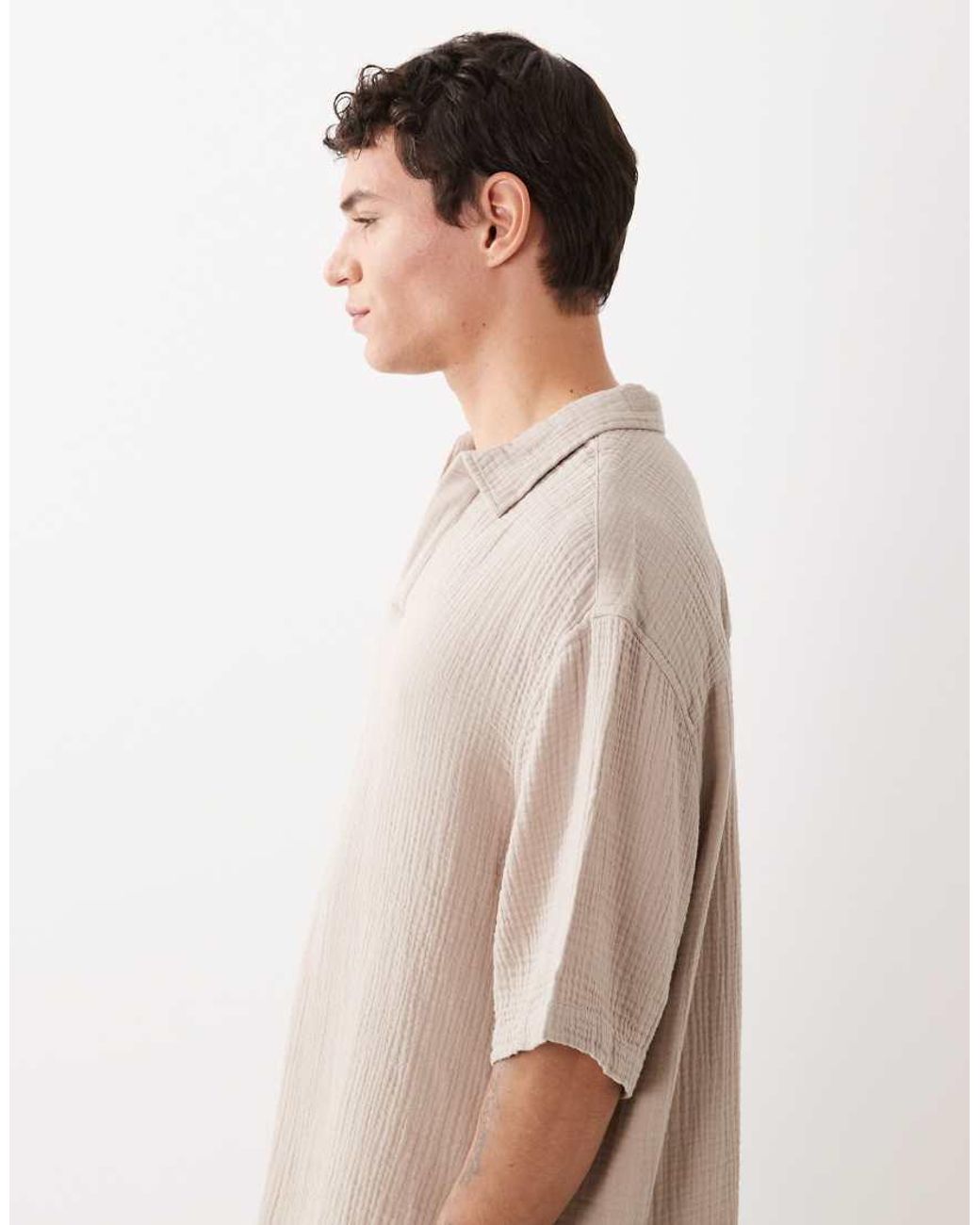 ASOS Gray Oversized Overhead Cheesecloth Shirt for men