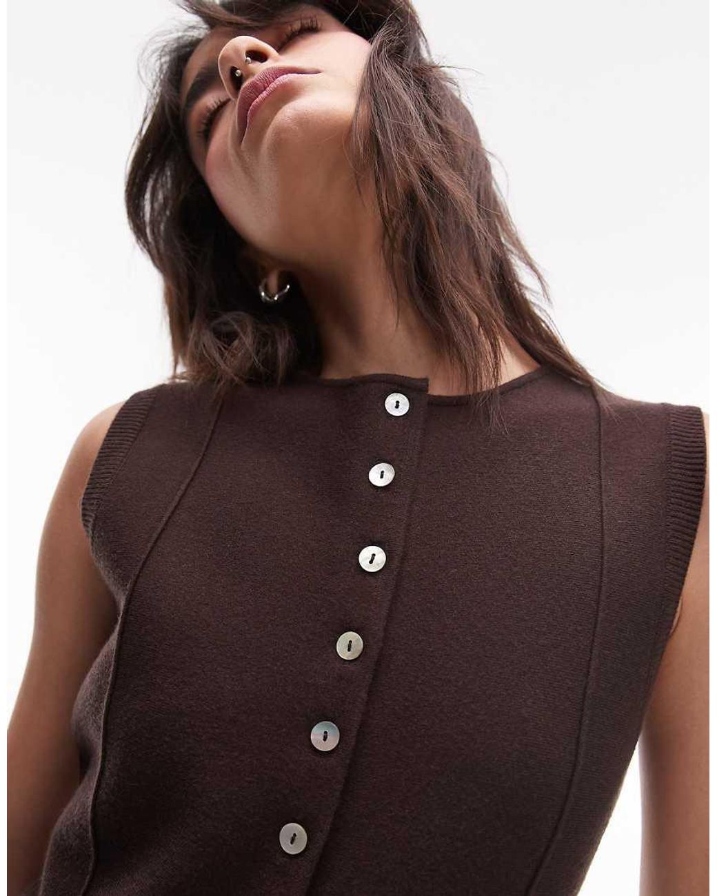 TOPSHOP White Longline Compact Knitted Waistcoat