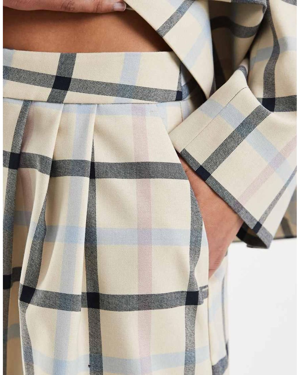 ASOS Natural Aline Pleated Tailored Short