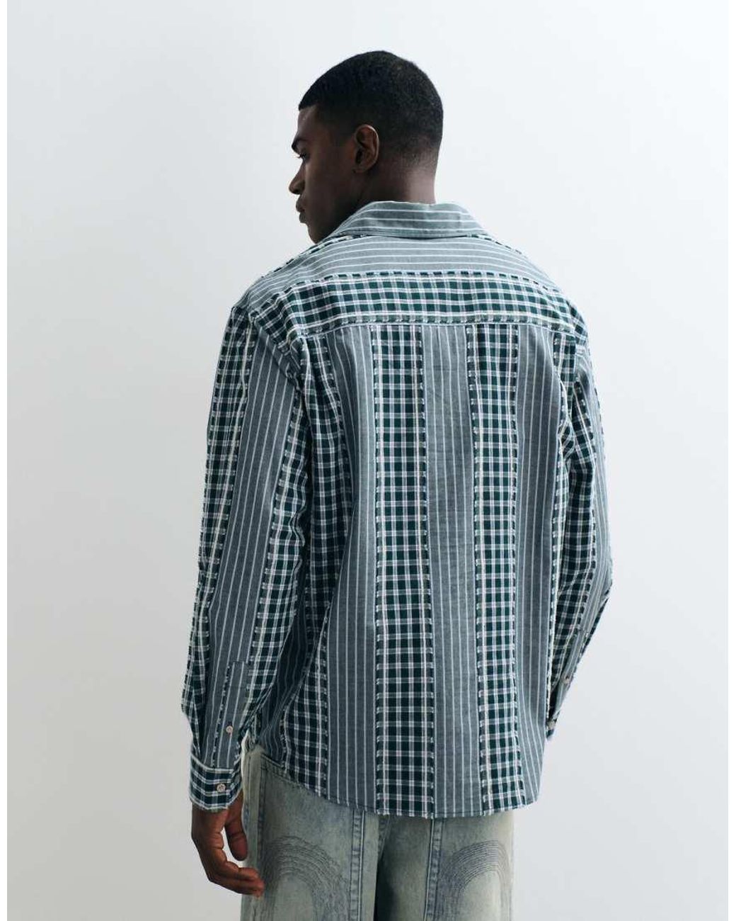 DOUBLE A by WOOD WOOD Blue 100% Cotton Cooper Long Sleeve Shirt for men