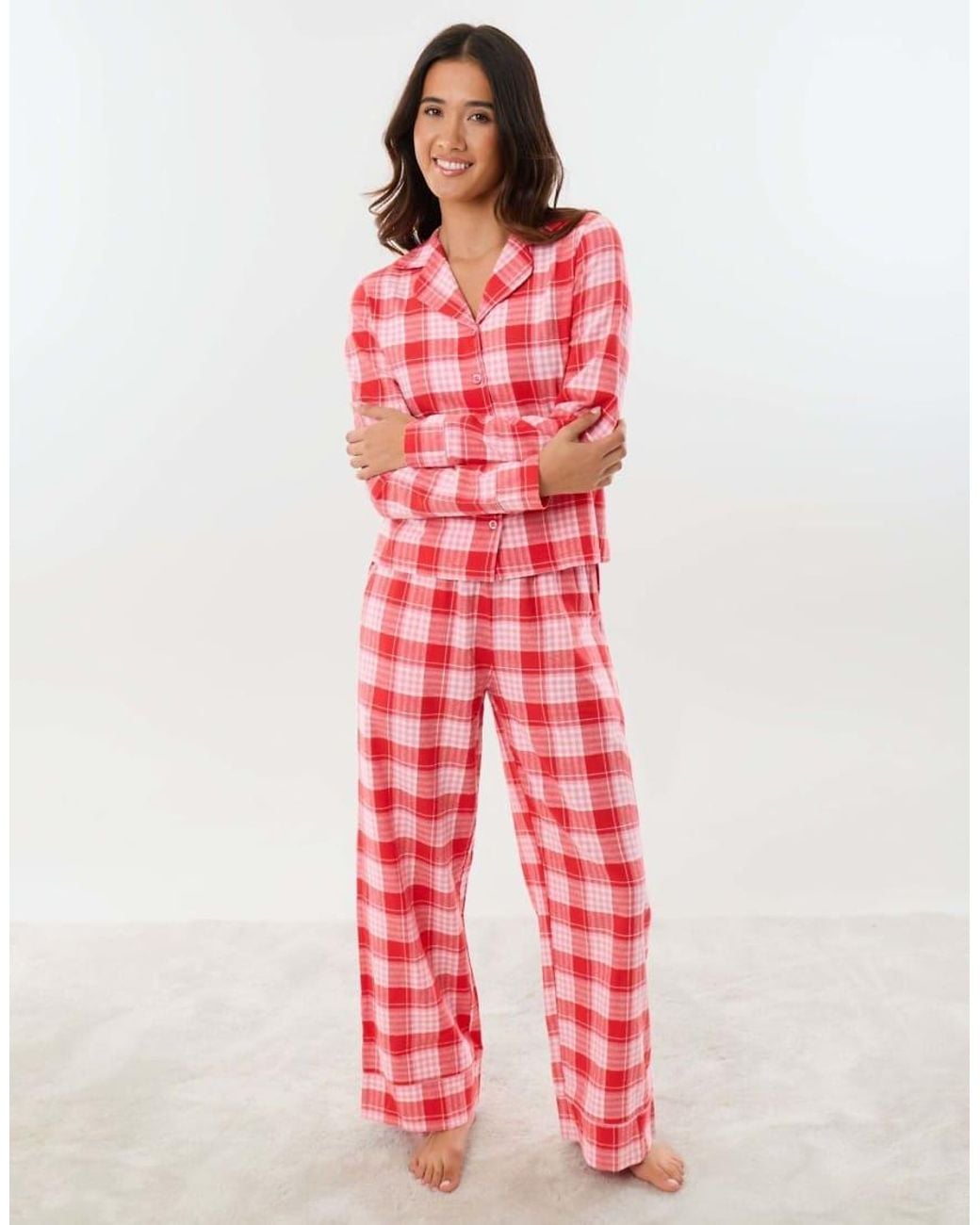 Threadbare Pink Petite Cotton Button Up Pyjama Set