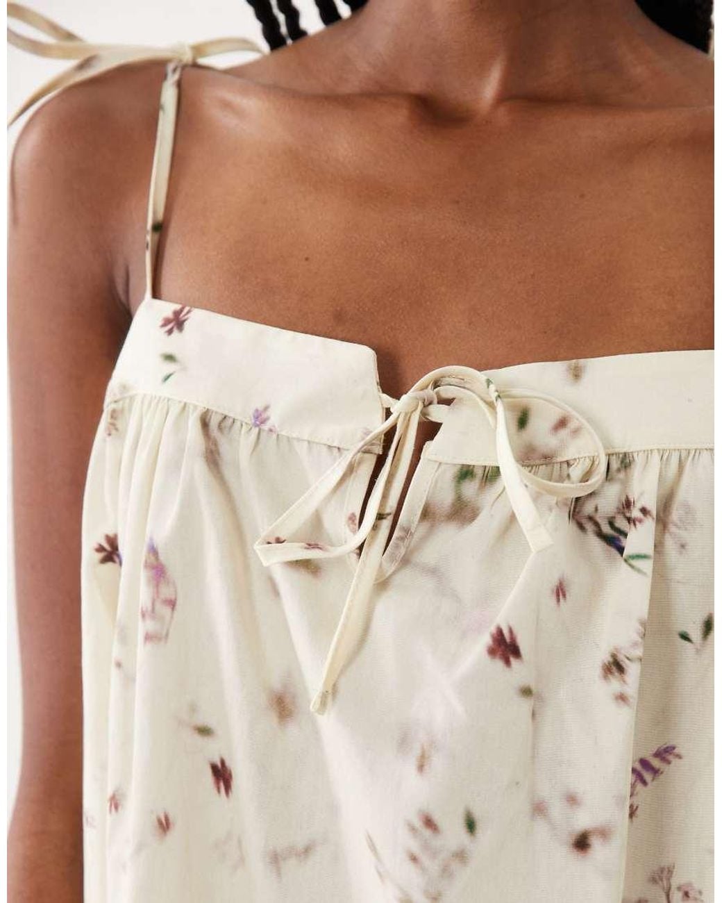 ASOS Natural Cotton Tie Front Babydoll Dress