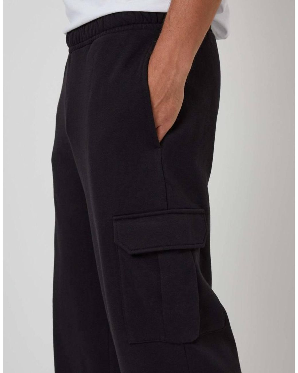 Threadbare Black Wide Leg Cargo Joggers for men