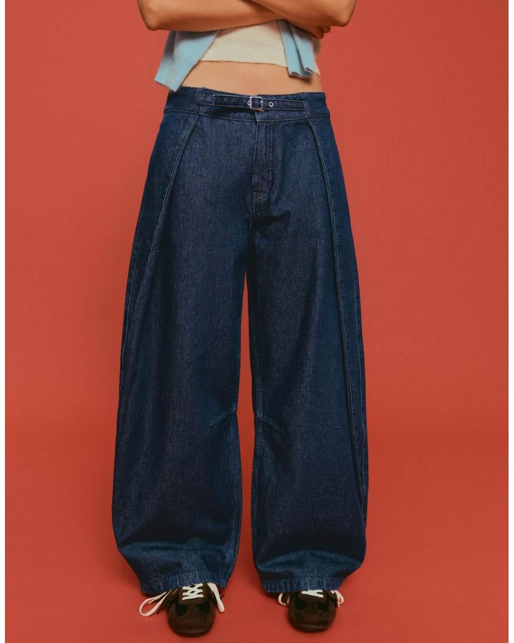 Bershka Orange Twisted Pleat Jeans