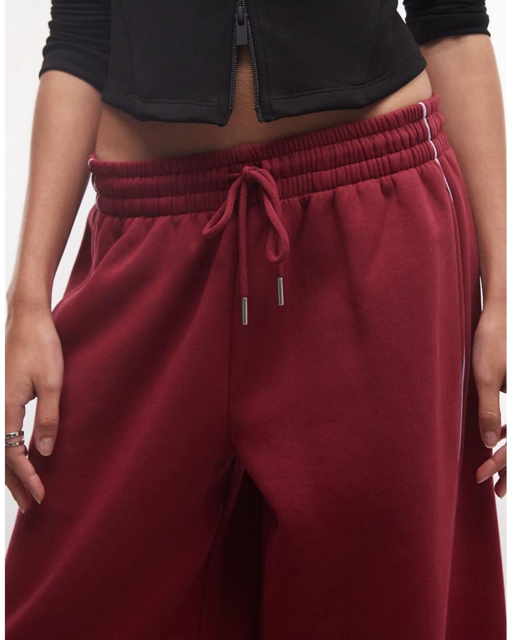 ASOS Red Panelled Extreme Wide Leg jogger With Piping Details