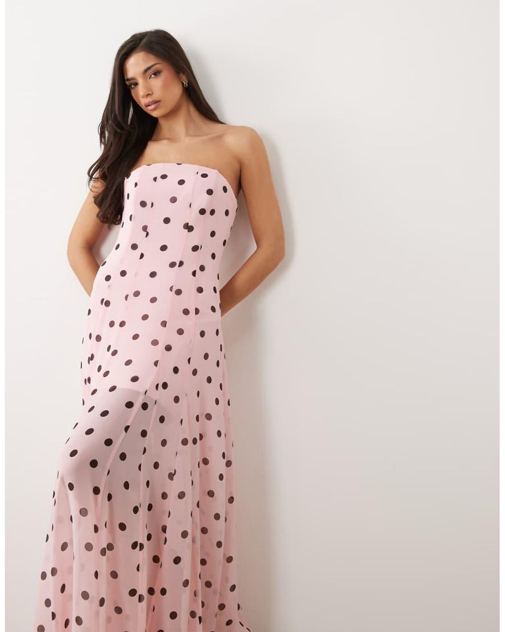 Forever New Pink Chiffon Bandeau Maxi Dress