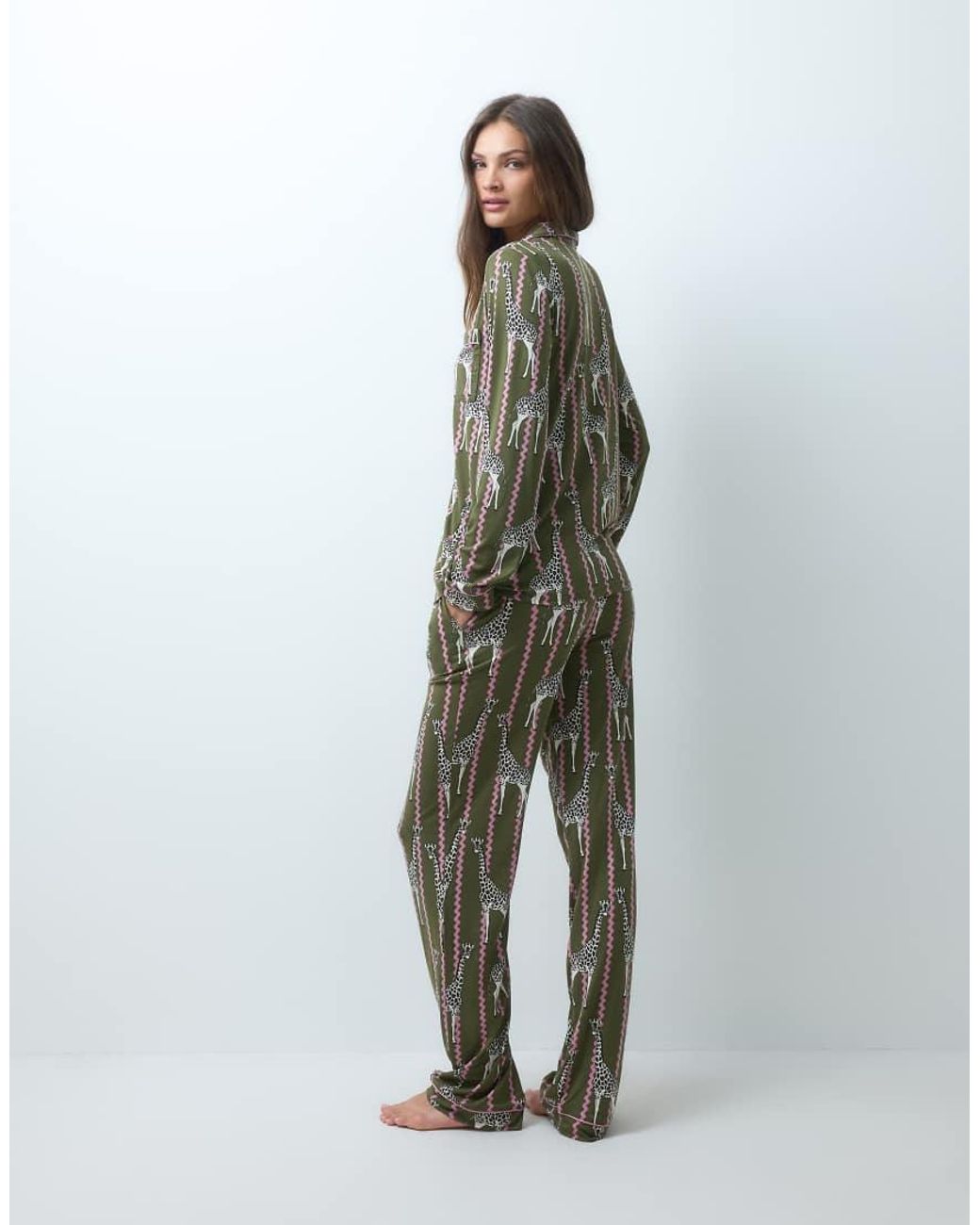 Chelsea Peers Green Super Soft Button Up Pyjama Set