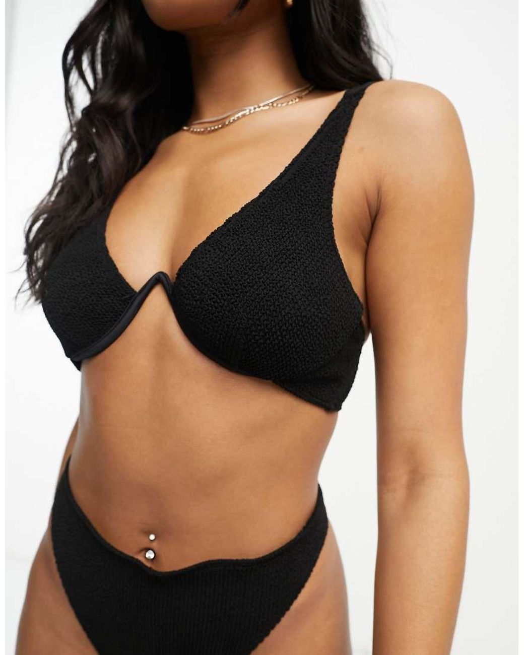 ASOS Black Amy Mix And Match Crinkle Monowire Bikini Top