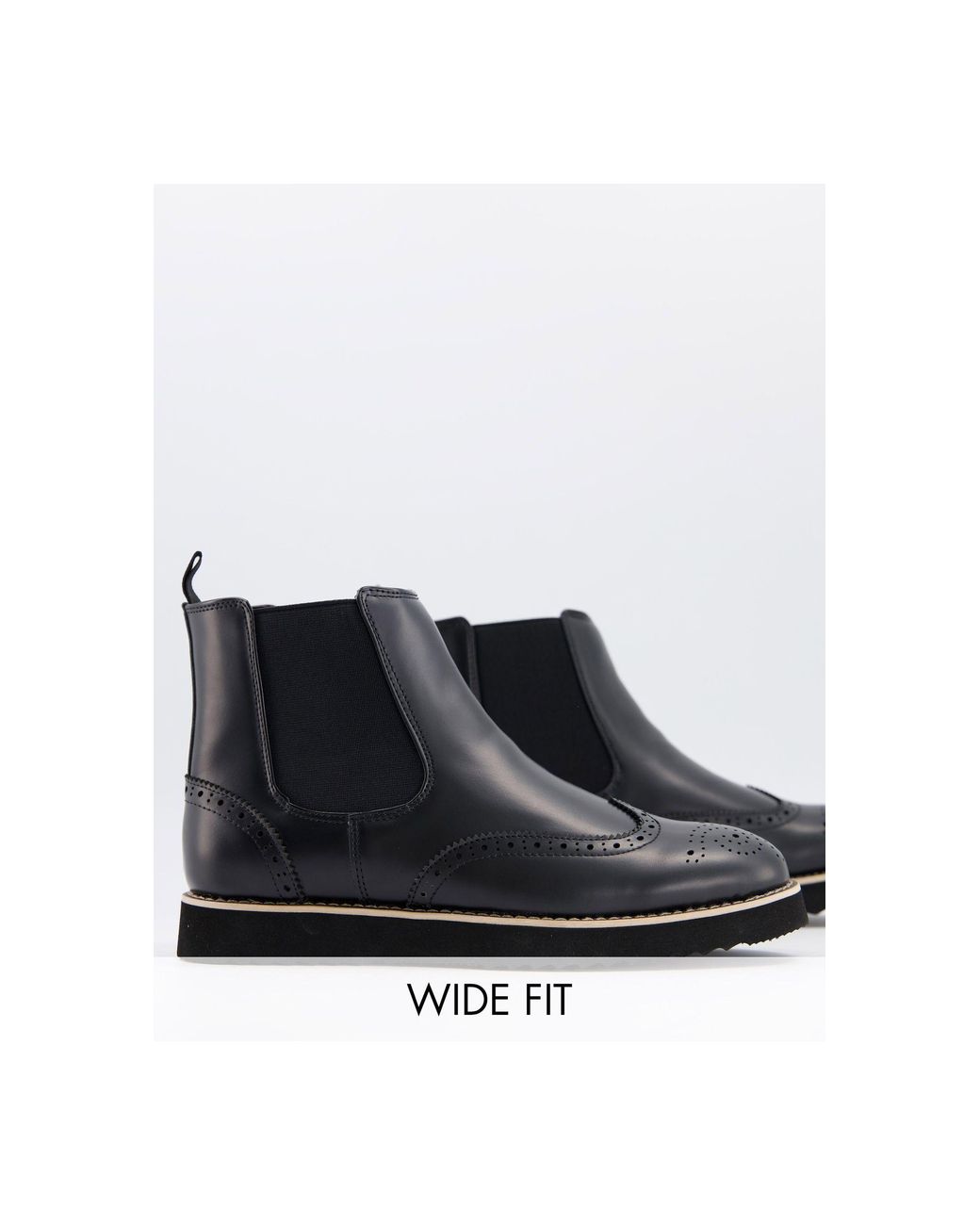 Truffle Collection Wide Fit Casual Chelsea Boots in Black for Men - Lyst