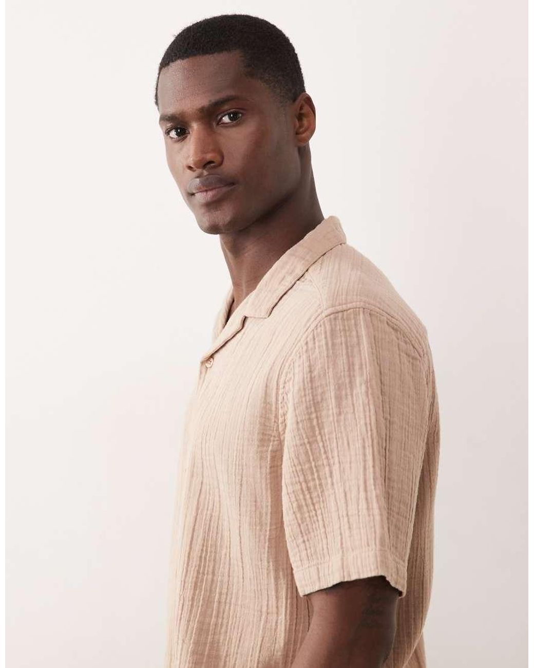 New Look Natural Double Cloth Shirt for men