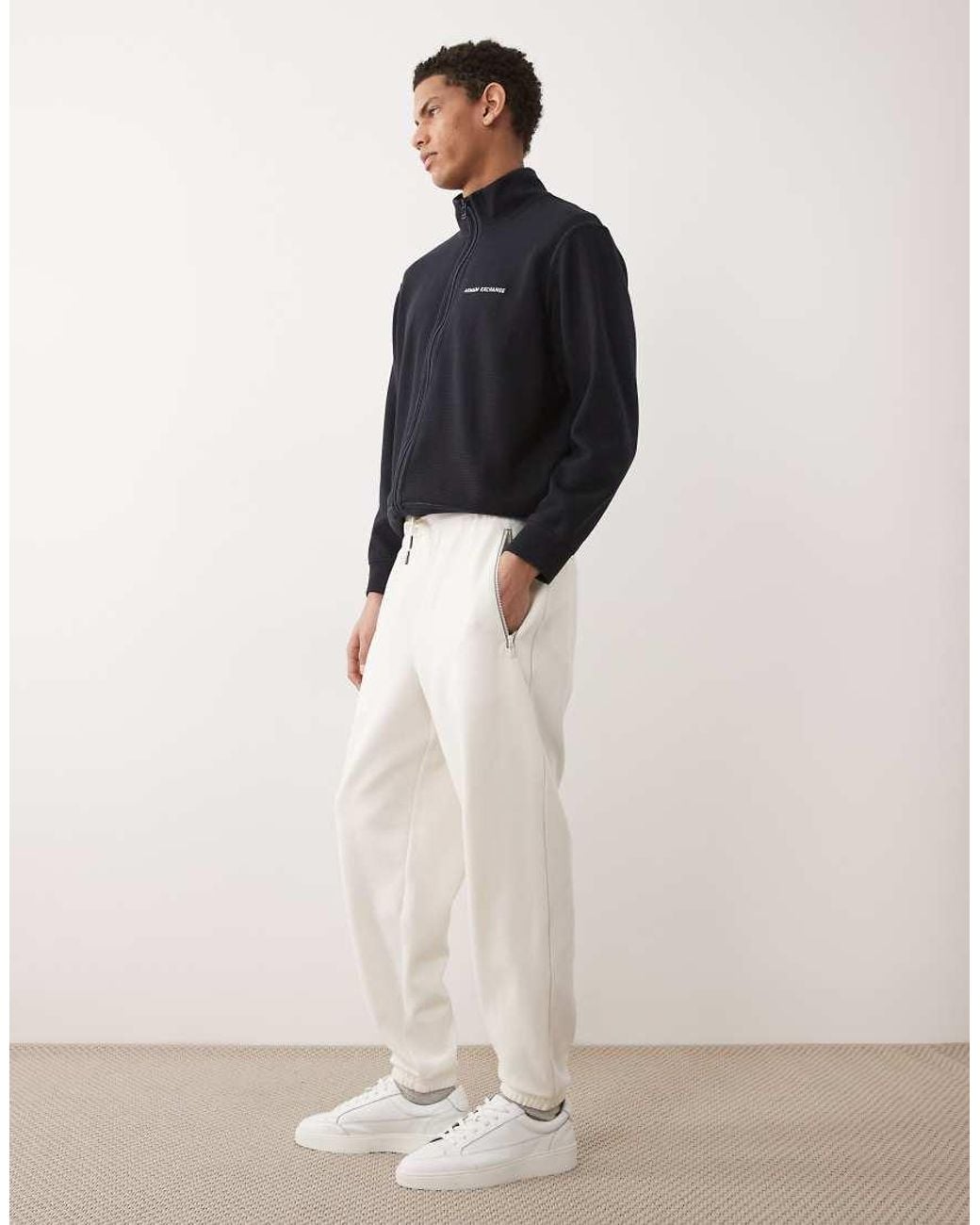 ARMANI EXCHANGE White joggers With Logo for men