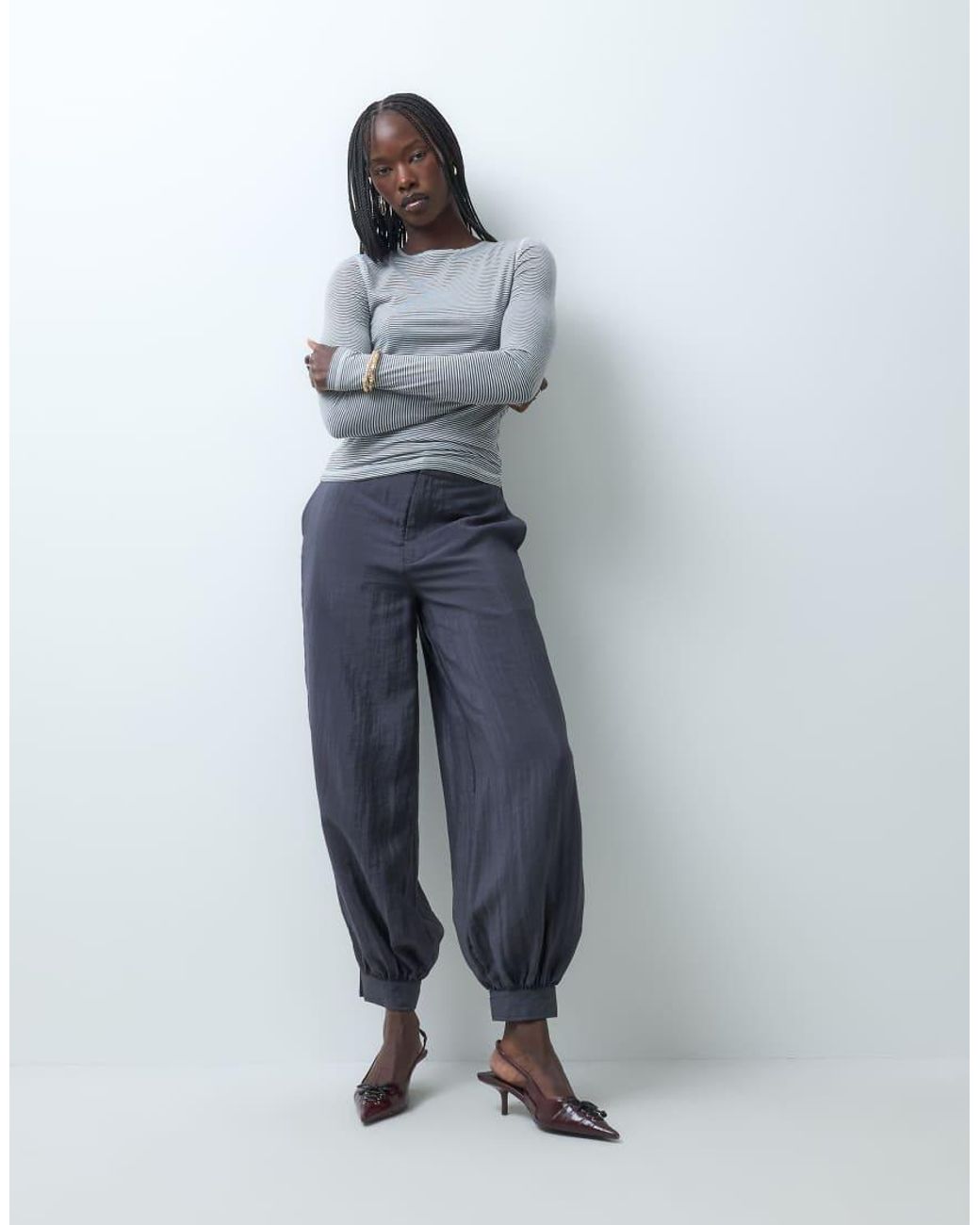 ASOS Gray Soft Crew Neck Long Sleeve Top