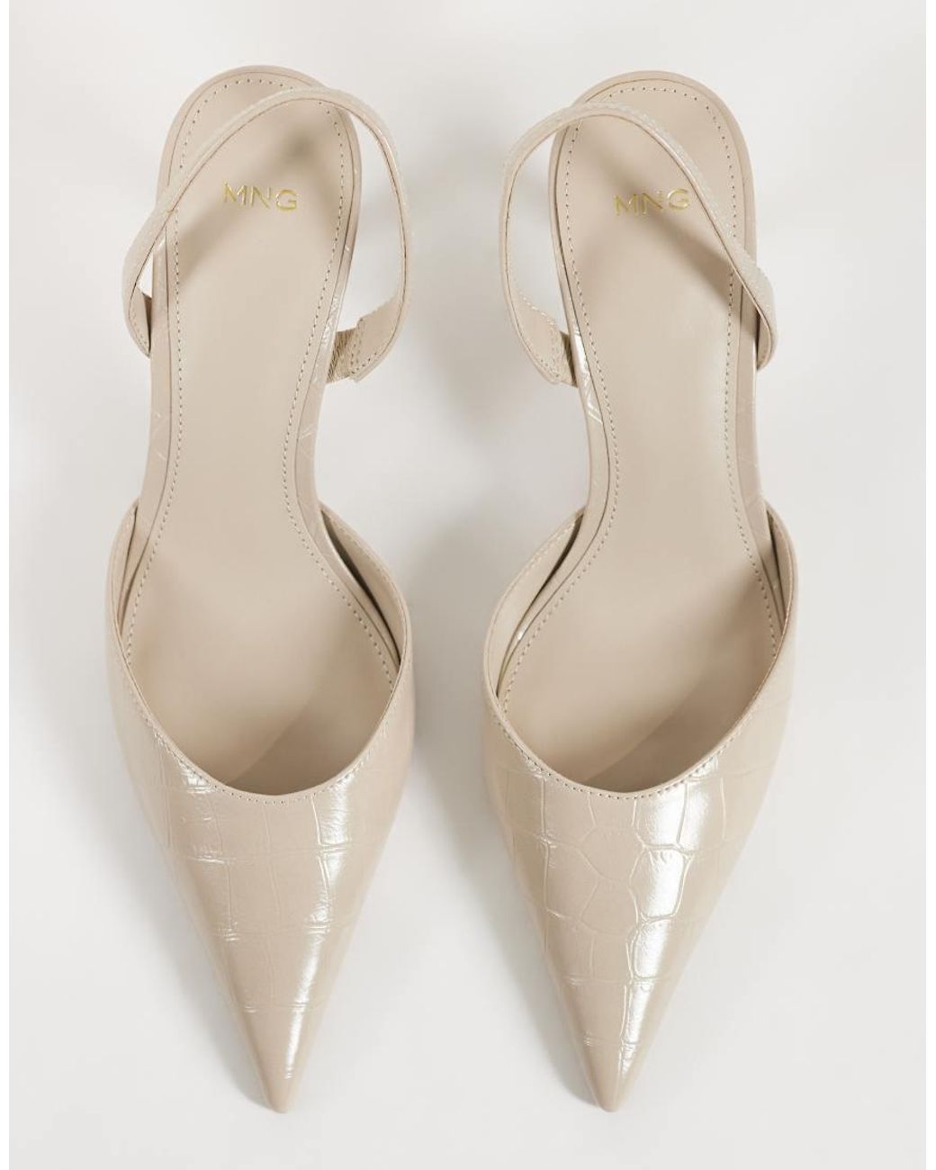 Mango Natural Heeled Pointed Slingback