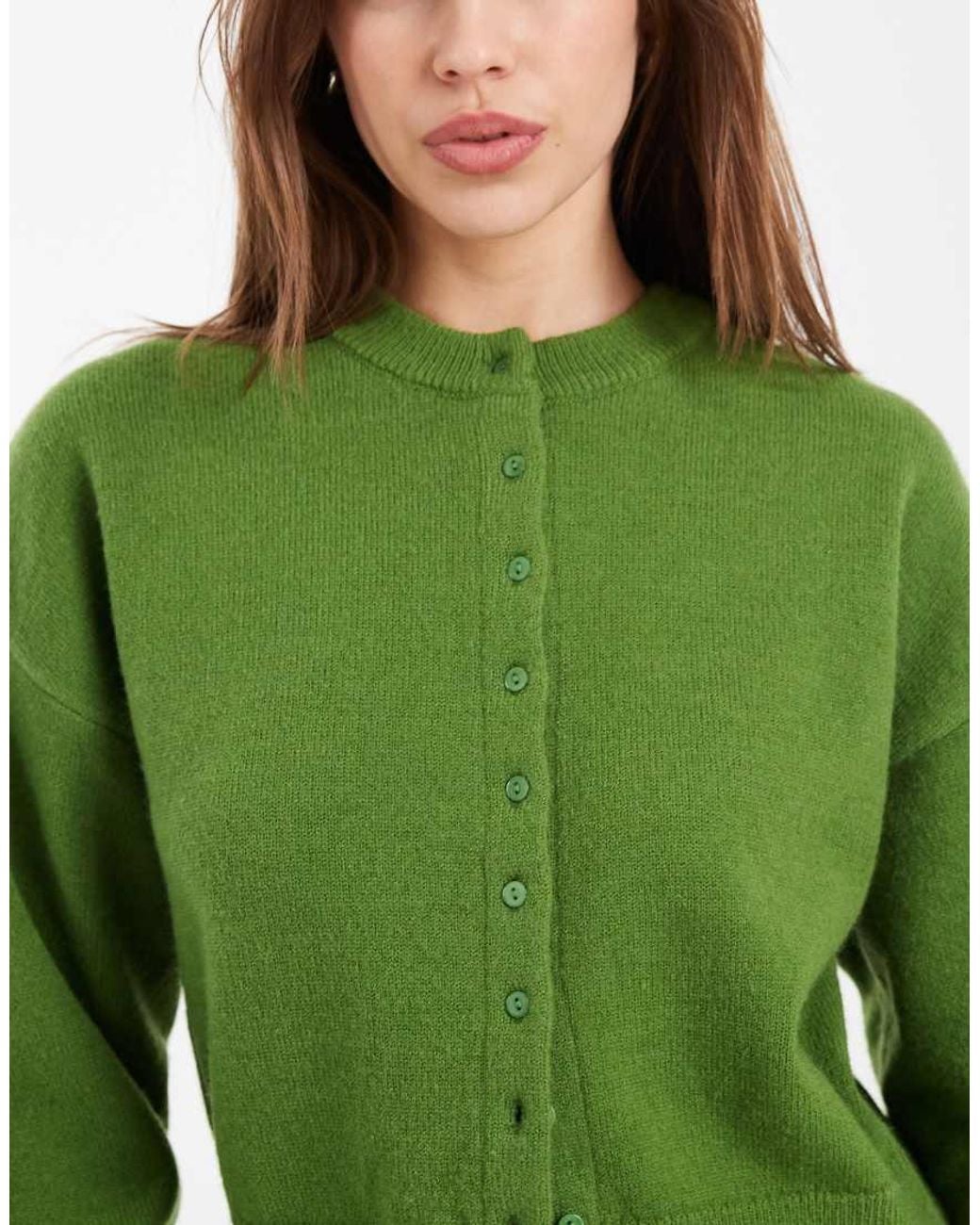 Daisy Street Green Fitted Waist Cardigan