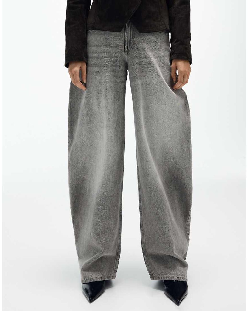 Bershka Blue Petite High-Waist Barrel Jeans