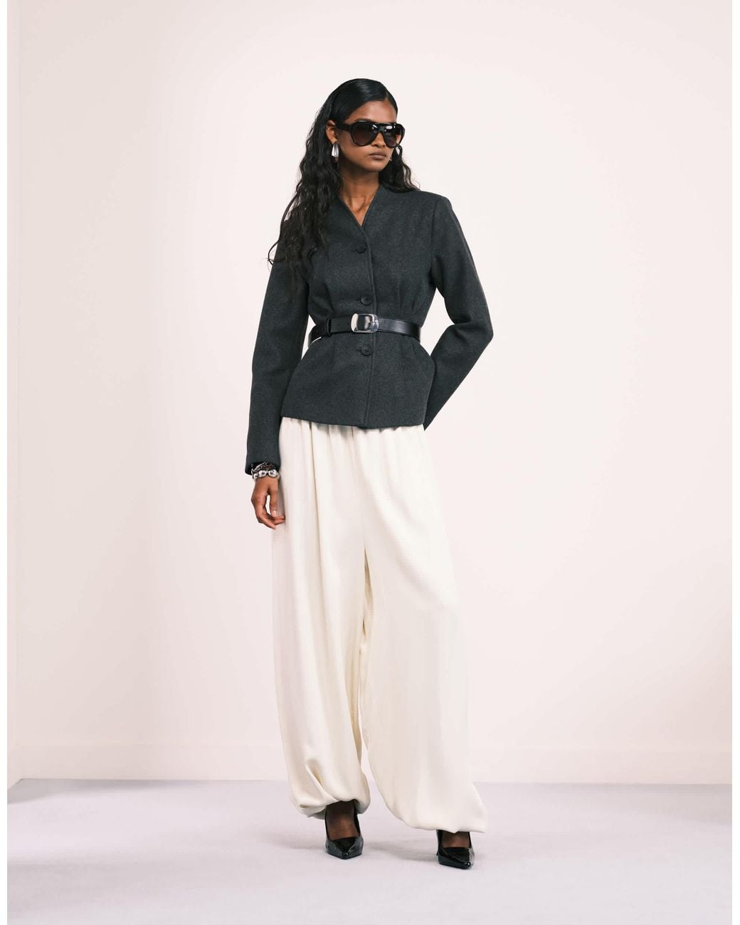 ONLY Black Wool Look Structured Button Up Coat