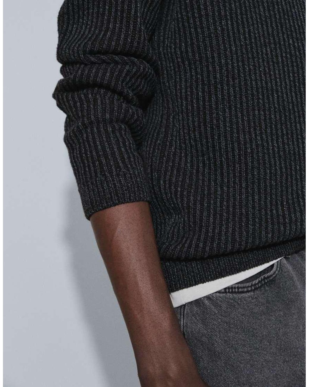 Jack & Jones Blue Oversized Thick Ribbed Jumper for men