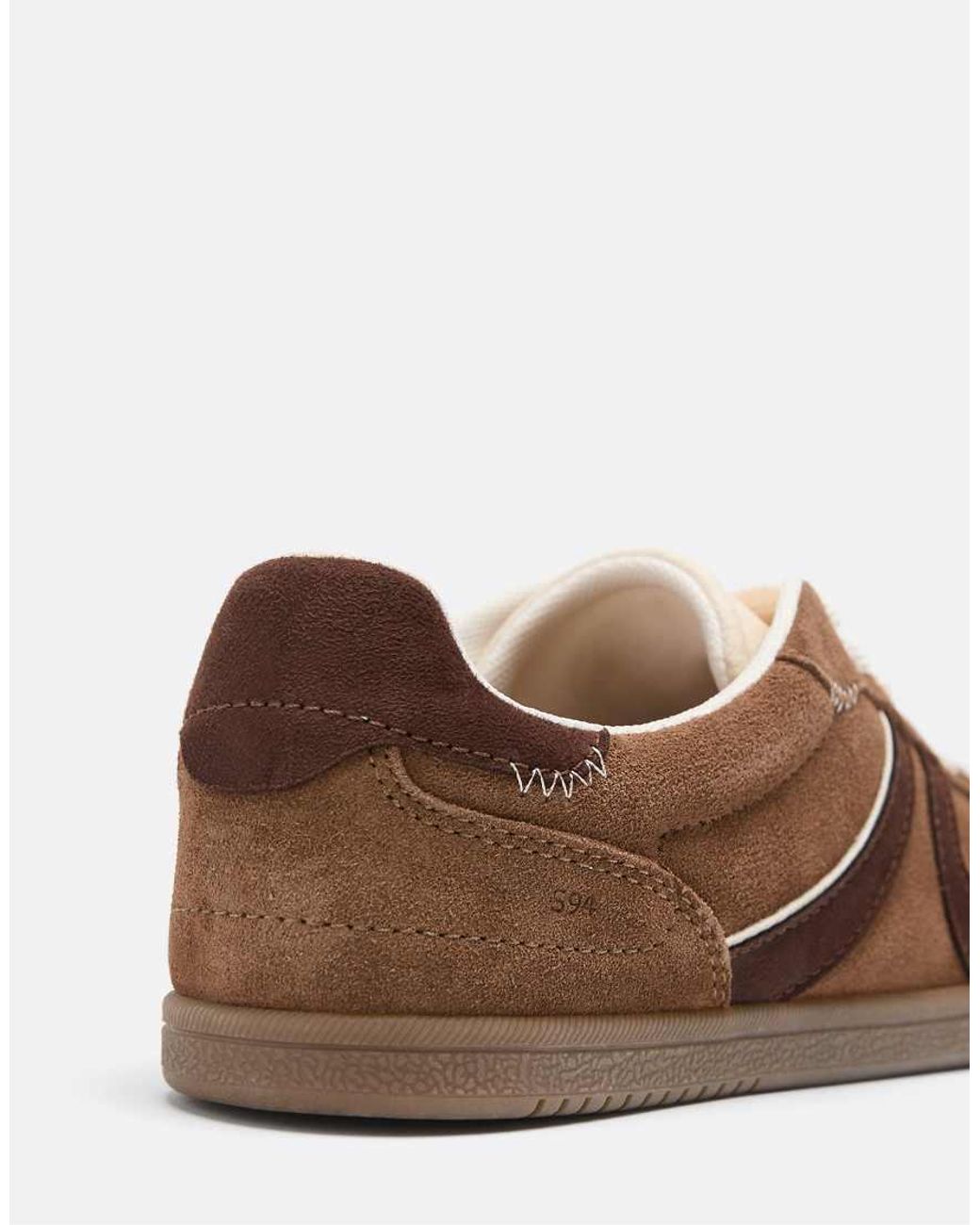 Stradivarius Brown Barefoot Retro Leather Trainers