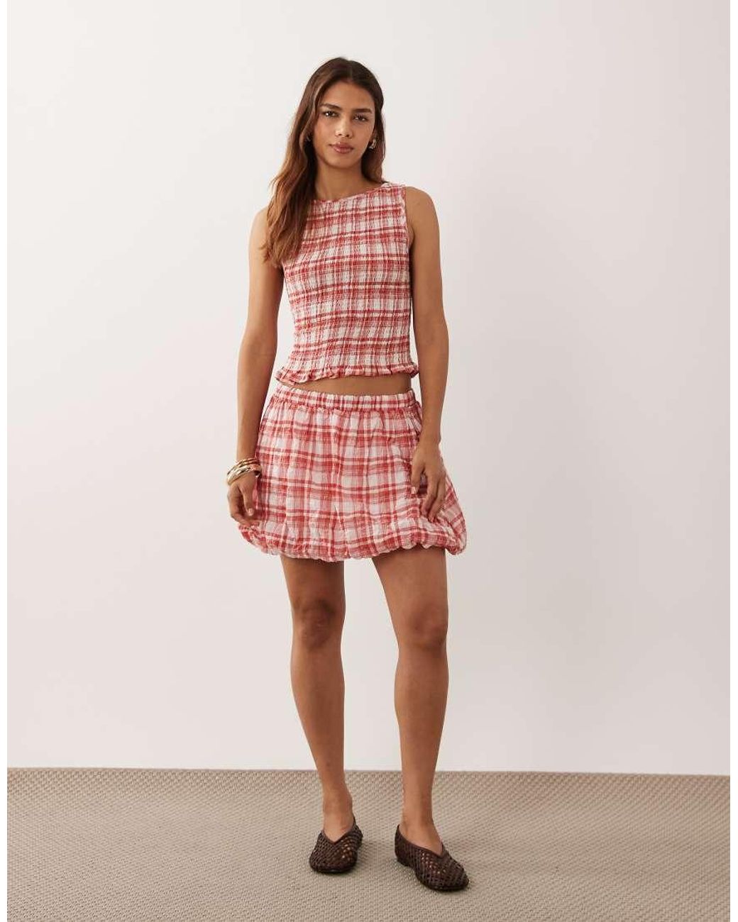 ASOS Pink Shirring Co-Ord Top
