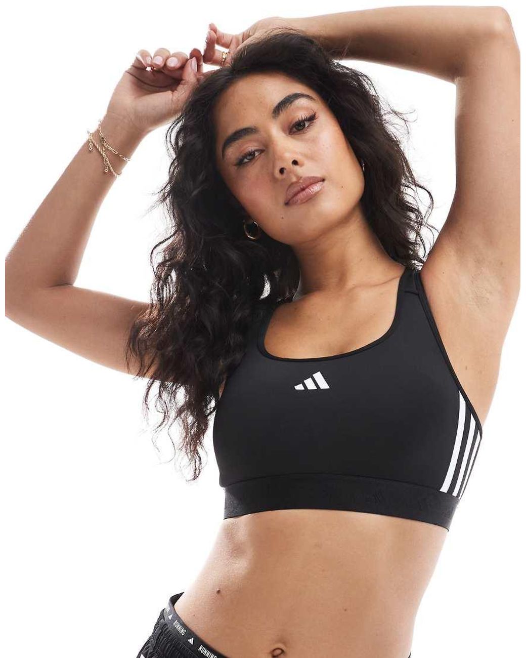 Adidas Originals Purple Adidas Training Hyperglam Mid Support Sports Bra