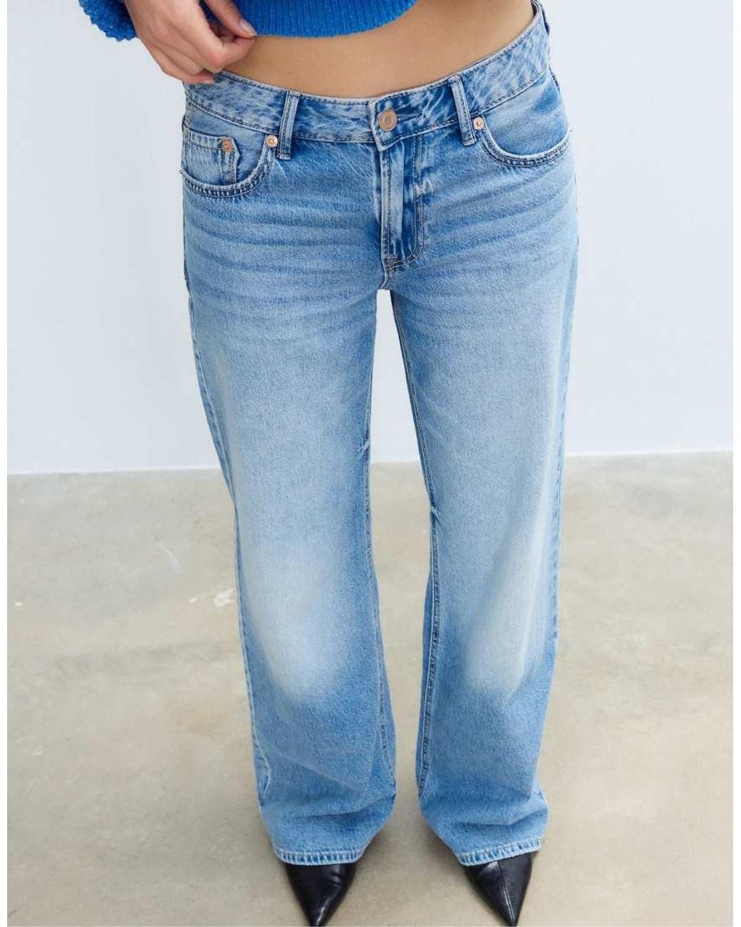 Stradivarius Blue D91 Low Wide-Leg Jeans