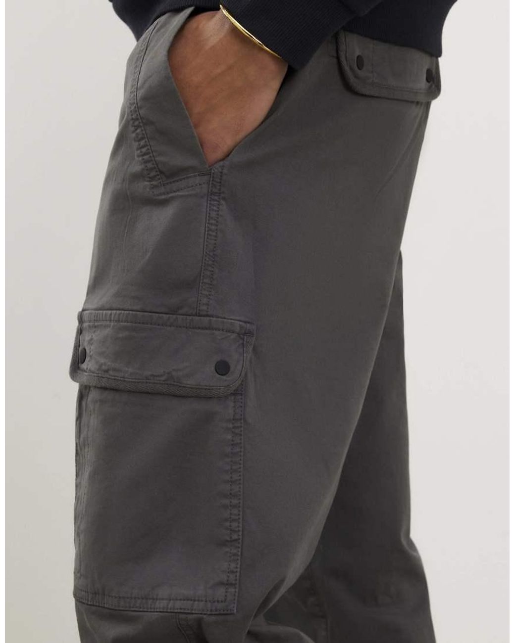 River Island Blue Regular Fit Stretch Cargo Trousers for men