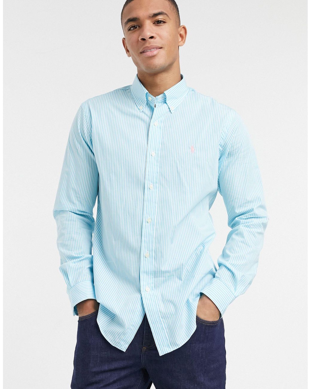 Camisa turquesa y blanca Polo Ralph Lauren de hombre de color Azul | Lyst