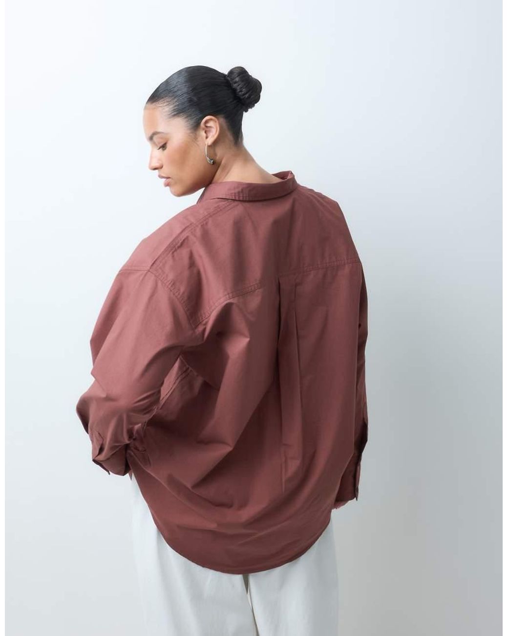 ASOS Red Asos Design Curve Classic Cotton Shirt In Chocolate