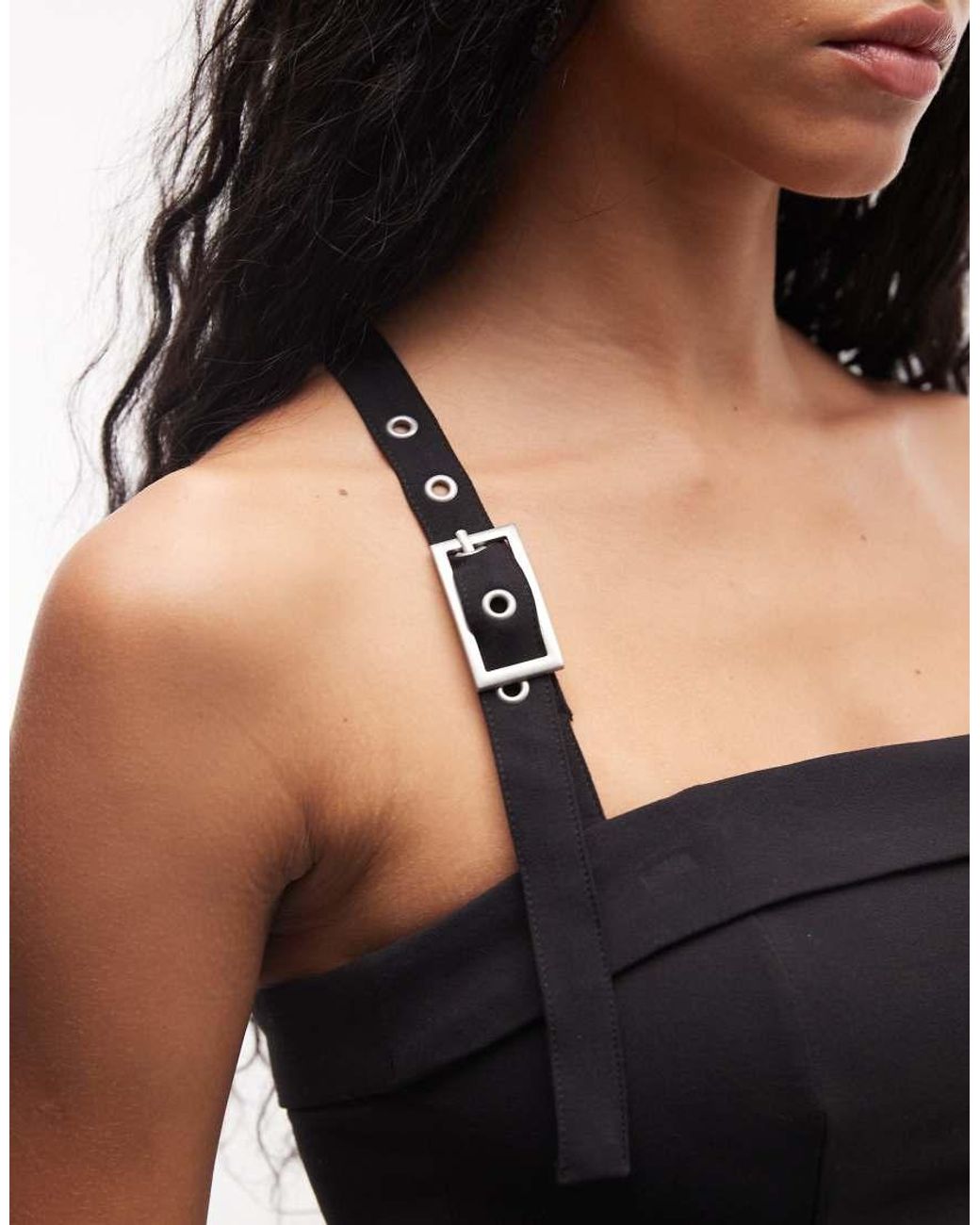 Weekday Black Asymmetric Buckle Top